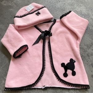 Poodle jacket and hat 6-12mo